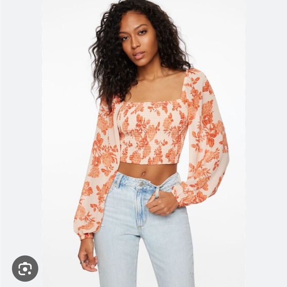 Dynamite Lisbet Long Sleeve Smocked Top - Picture 1 of 4